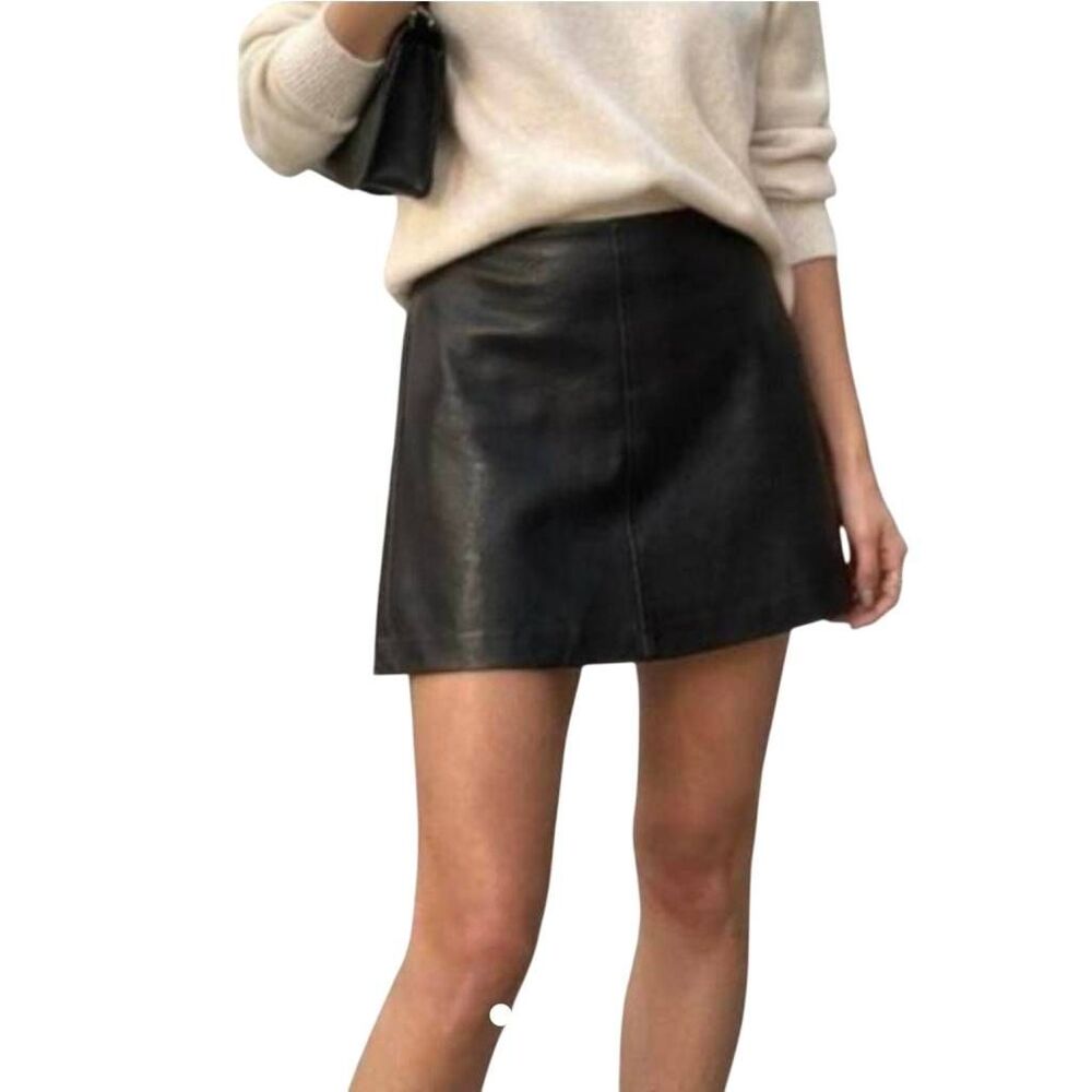 J.Crew Faux Leather Lined Skirt - Size 6 (Excellent Used Condition)